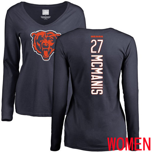 Chicago Bears Navy Blue Women Sherrick McManis Backer NFL Football #27 Long Sleeve T Shirt